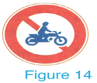 round red sign, motorcycles prohibited