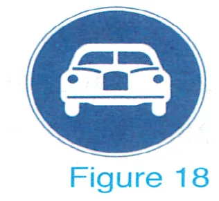 blue round, motor-vehicles-only sign